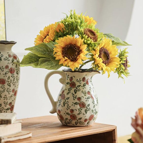 8.2 Inch Hand-Painted Roses With Ice Crackle Glaze Finish Vintage Ceramic Vase - Picture 3 of 5